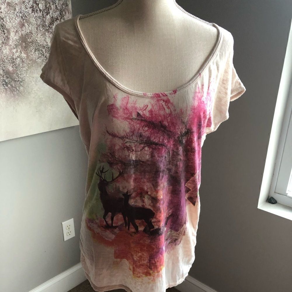 VINTAGE y2k Billabong deer graphic deer tee short sleeve shirt skater punk
